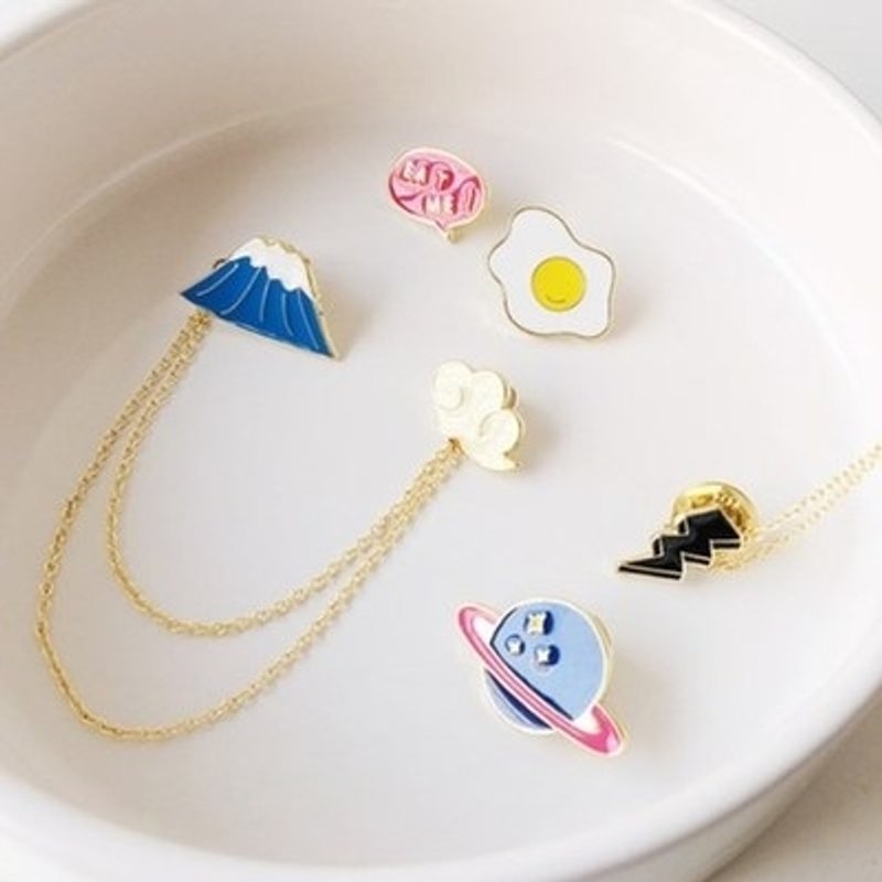 创意礼品 合金 星球 富士山 煎蛋领针 - 胸针 - 其他材质 多色