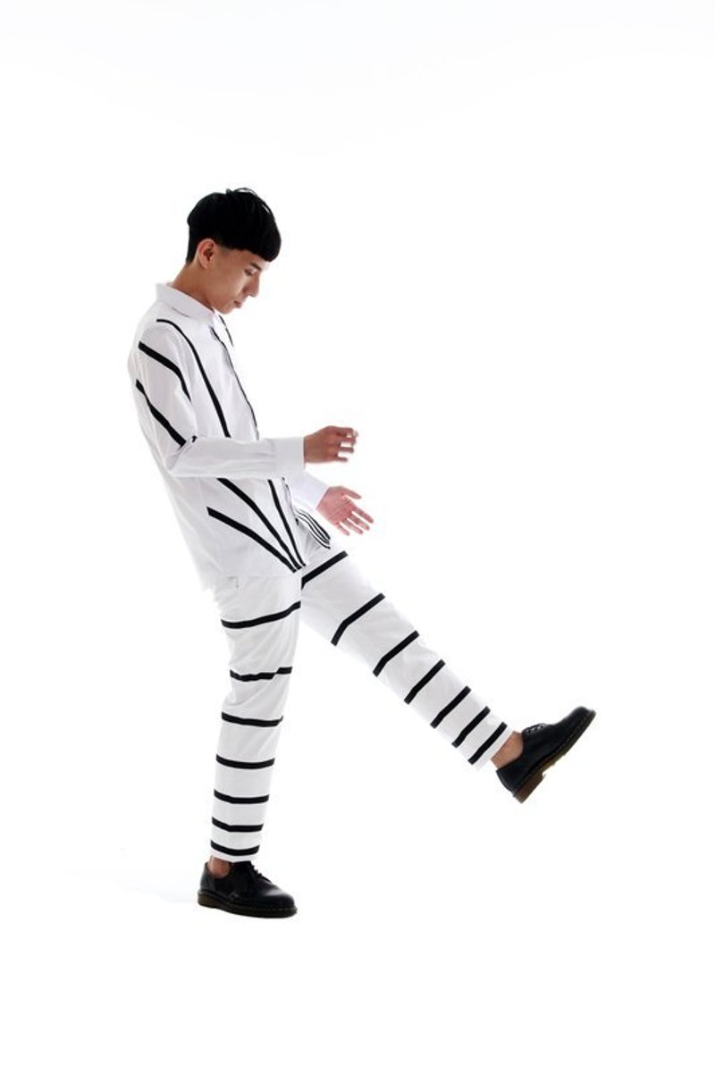 Sevenfold 2013 A/W Gradient line pant 渐层线条裤 - 男士长裤 - 棉．麻 白色