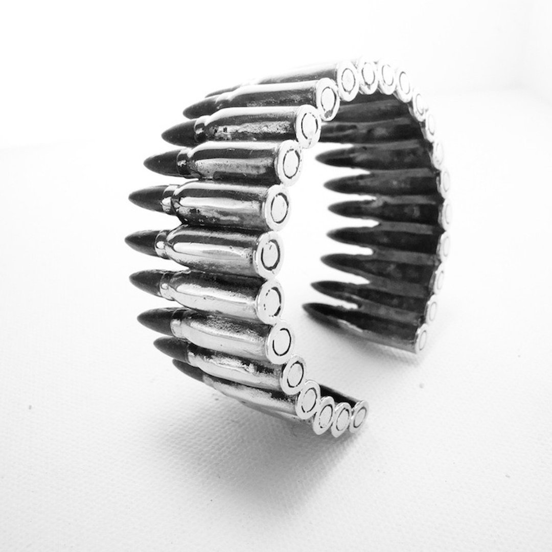 Bullet bangle in white bronze ,Rocker jewelry ,Skull jewelry,Biker jewelry - 手链/手环 - 其他金属 