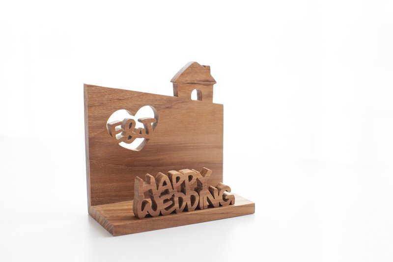 定制化开店母亲节礼物原木手作名片座手机座 - 柚木原木 - 名片架/名片座 - 木头 咖啡色