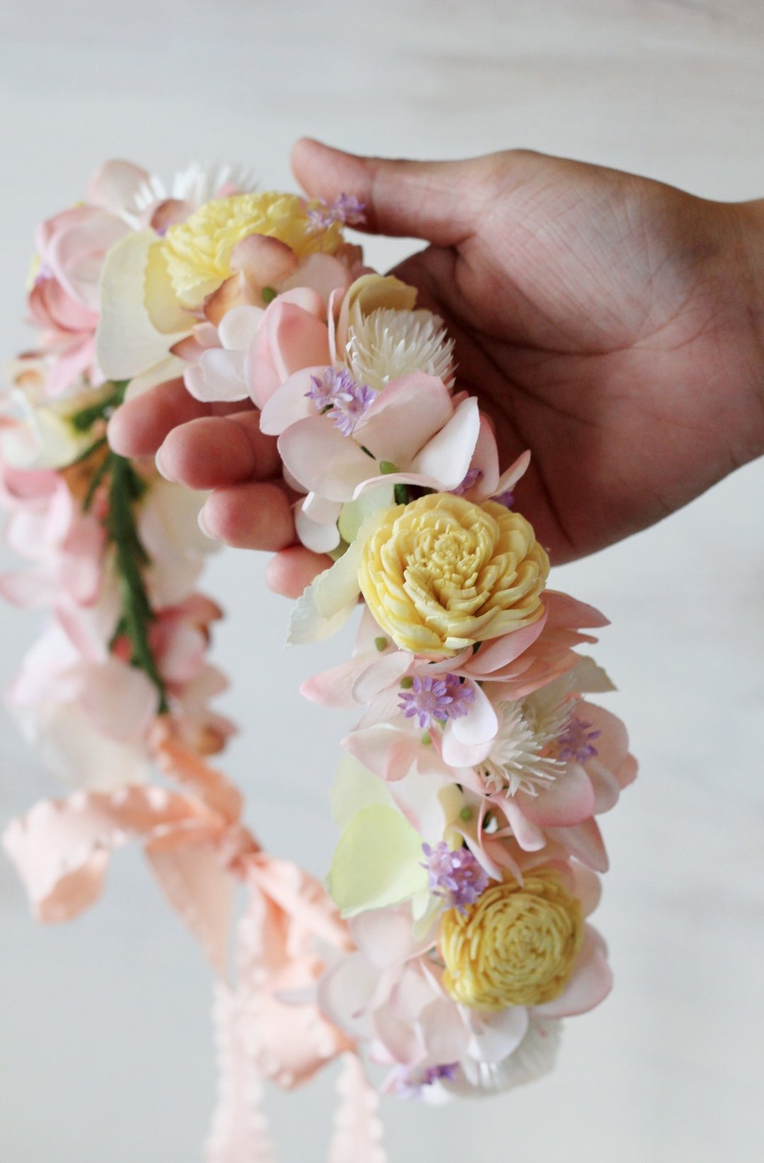 新娘花冠 【优惠组合系列】花冠 / 手腕花(黄) - 发饰 - 其他材质 黄色