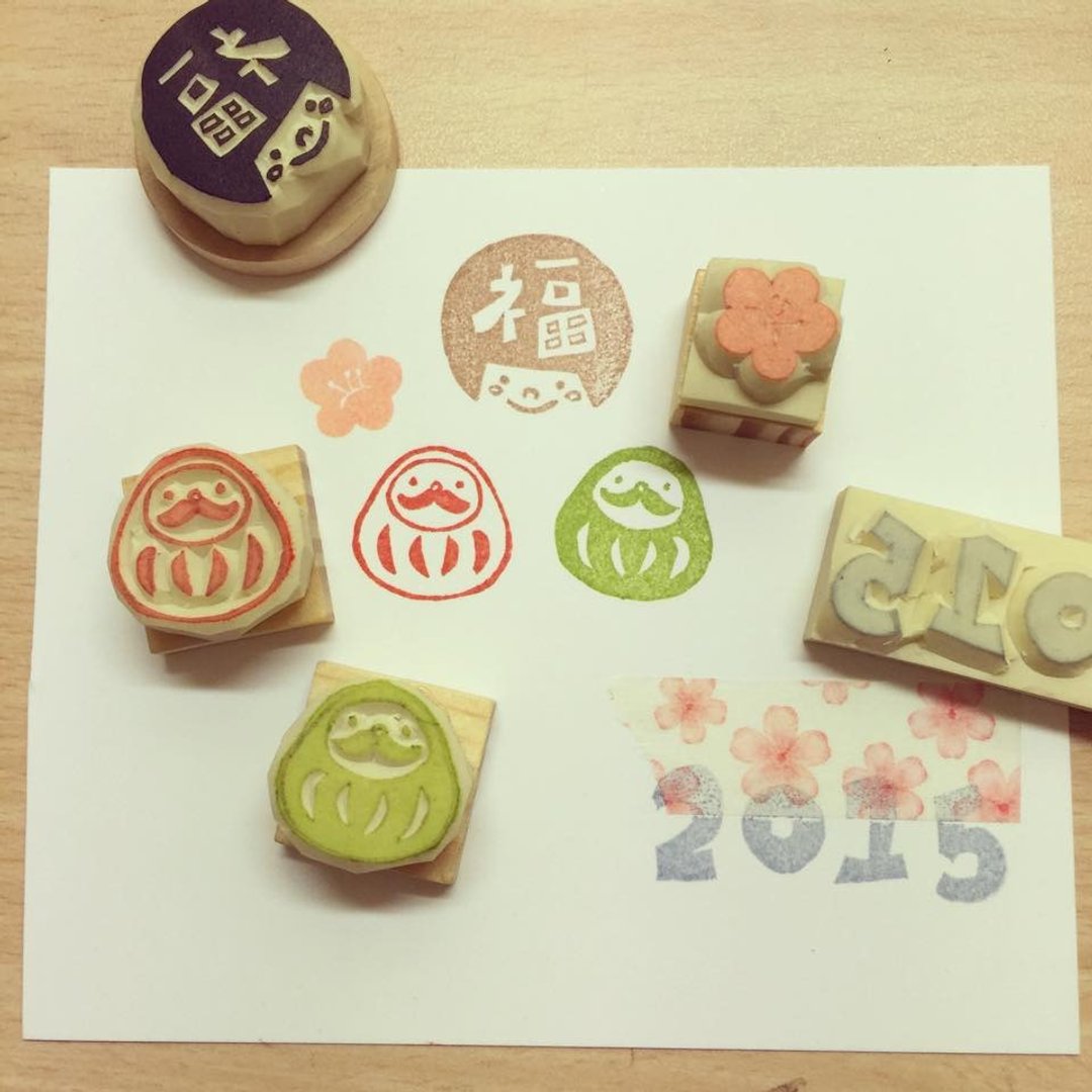 新年福气组合章手工印章*橡皮擦印章*手工刻章*手工刻章 - 印章/印台 - 橡胶 多色