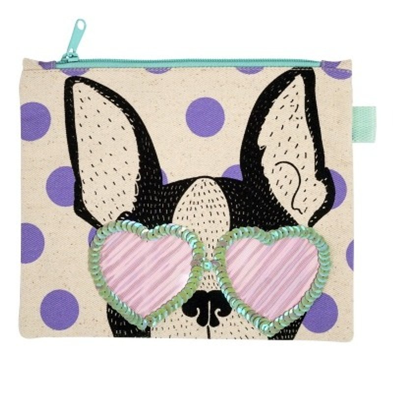 GINGER │ 泰国设计－法斗手工亮片拉链收纳袋 - 化妆包/杂物包 - 棉．麻 