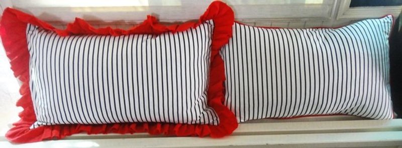 热情的条纹海军红色素面枕头套 - 摆饰 - 其他材质 黑色