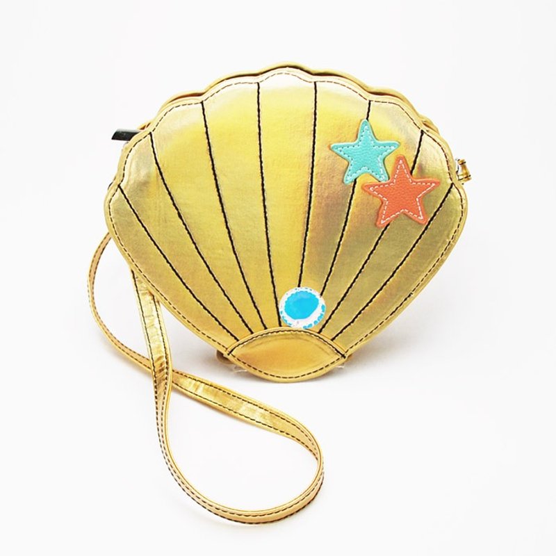 晶光闪闪珍珠贝壳童趣造型斜背动物包 - 酷乐村 - 侧背包/斜挎包 - 人造皮革 金色