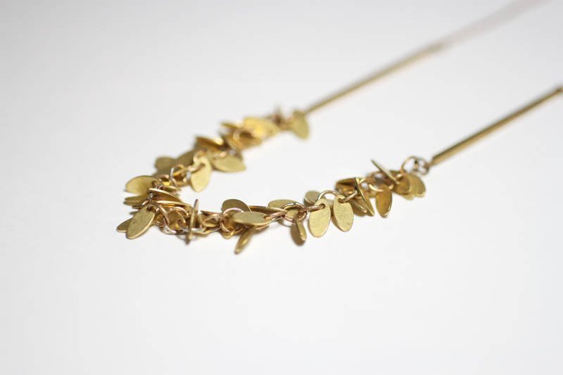 My name is Autumn 黄铜叶片造型长链/短链/锁骨链 - 项链 - 其他金属 金色