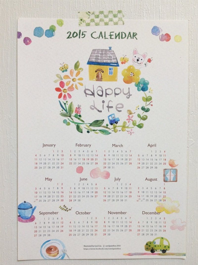 凯若插画/2015年历大卡片 - 年历/台历 - 纸 