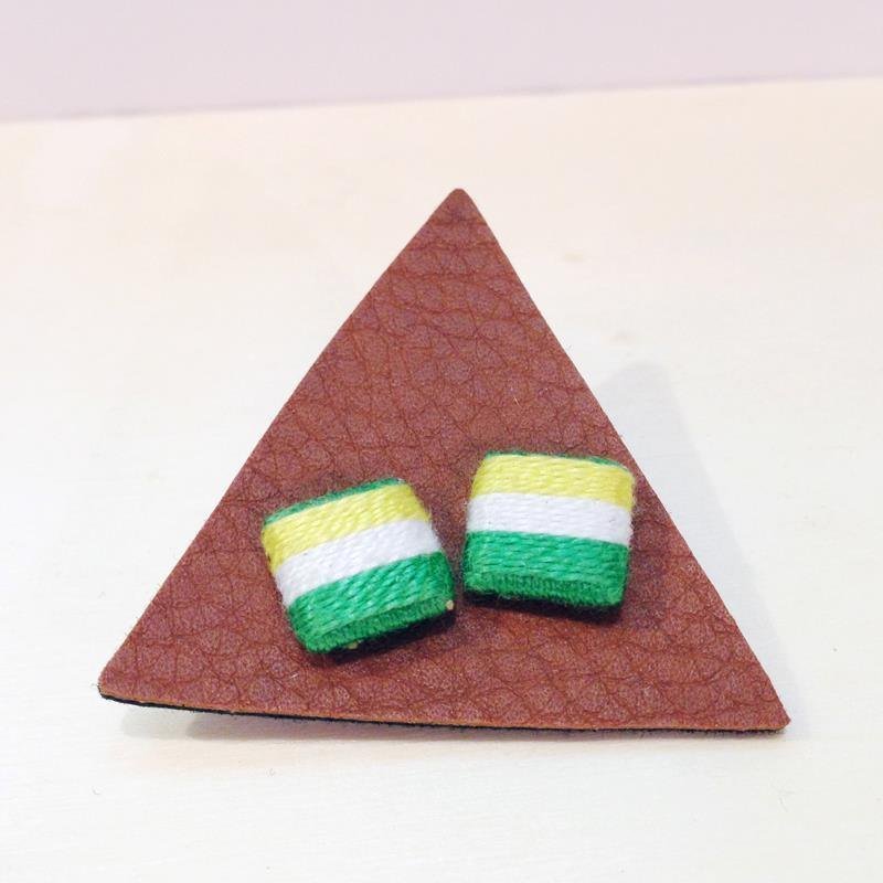 ▲手工编织耳针▲国旗系列-爱尔兰款 - 耳环/耳夹 - 其他材质 多色