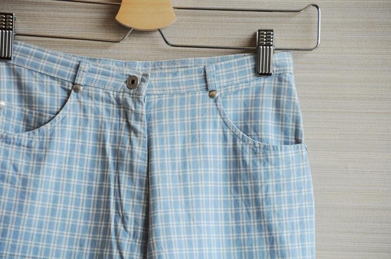 {地花ilakoa}【古着】校园清新蓝白格子长裤 - 女装长裤 - 其他材质 蓝色