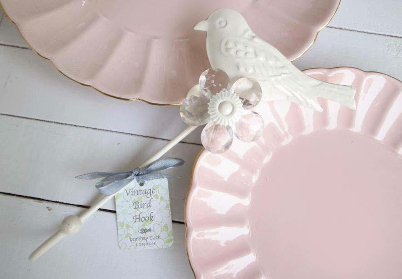 {复古珐琅鸟水晶花挂勾} - 墙贴/壁贴 - 其他金属 白色