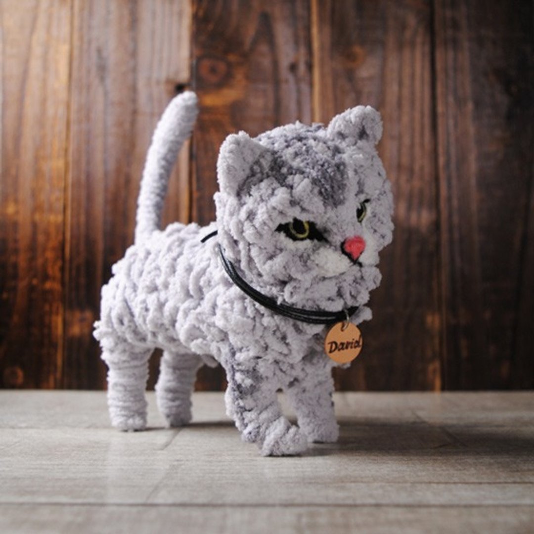 宠物分身14~16cm 【feiwa霏娃手作】长毛猫咪 宠物公仔 (欢迎订做你的猫) - 玩偶/公仔 - 其他材质 灰色