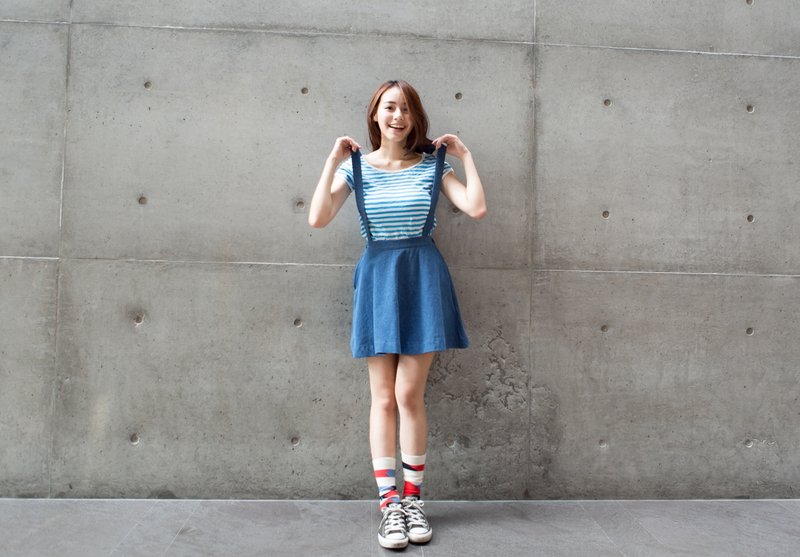 SUMI◆牛仔吊带短裙◆4SF306_深单宁蓝 - 裙子 - 棉．麻 蓝色