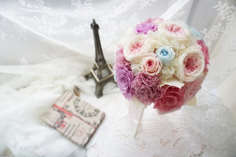 幸福花嫁-马卡龙不凋永生花新娘捧花 *交换礼物*情人节*婚礼*生日礼物 - 植栽/盆栽 - 植物．花 粉红色