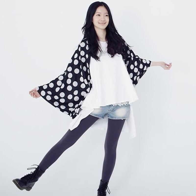 温柔棉大圆点造型罩衫  - 背带裤/连体裤 - 其他材质 黑色