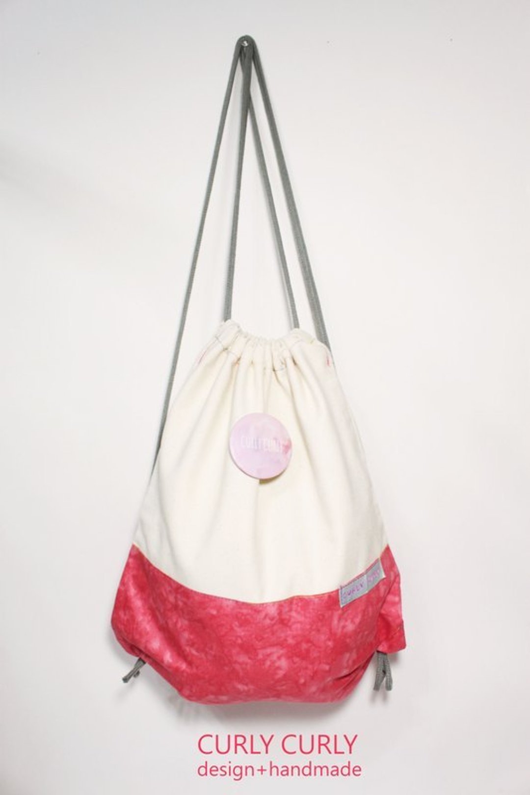 [CURLY CURLY] Pure Bags _The berry (赠送限定款别针一枚) - 束口袋双肩包 - 其他材质 粉红色