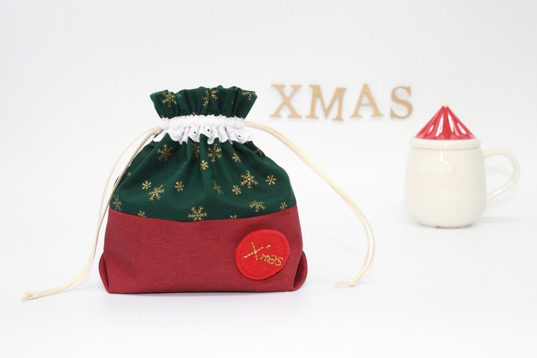 Pu．Leimi 日系手作 金色 X’mas礼物袋 圣诞节限定版!!/束口袋/收纳袋/圣诞礼物/交换礼物 - 化妆包/杂物包 - 其他材质 