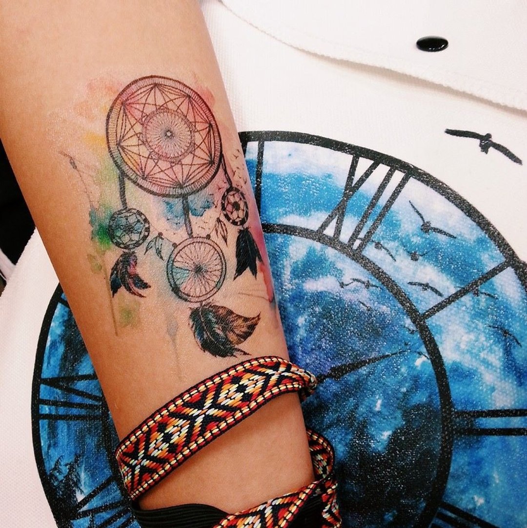 捕梦网 纹身贴纸(大) (Dreamcatcher Tattoo Sticker) - 纹身贴 - 防水材质 多色