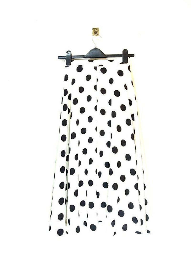 黑波点 米白色 四片裙 PdB 古着 - 裙子 - 其他材质 白色