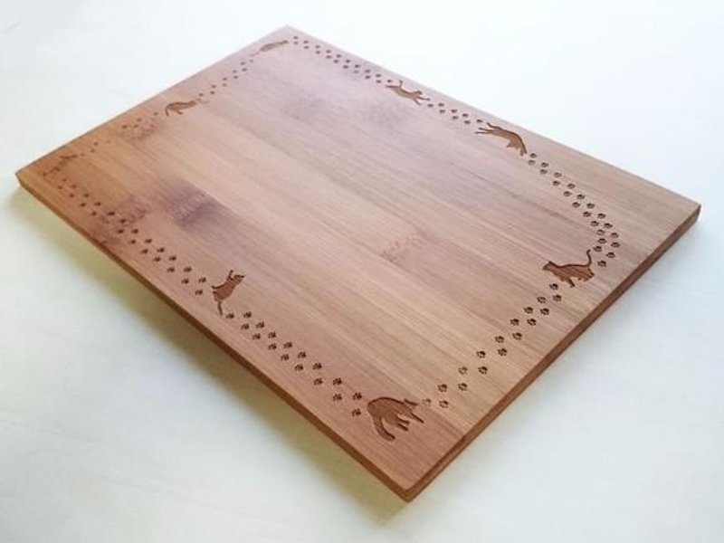 Of cat paws footprints rectangular cutting board - 厨房用具 - 竹 咖啡色