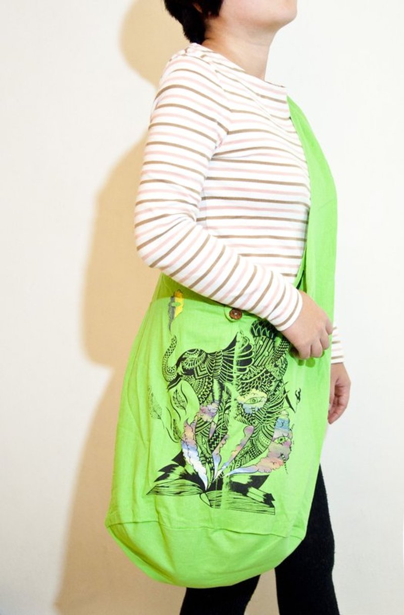 新手感斜背包(民族风大象) - 侧背包/斜挎包 - 棉．麻 绿色