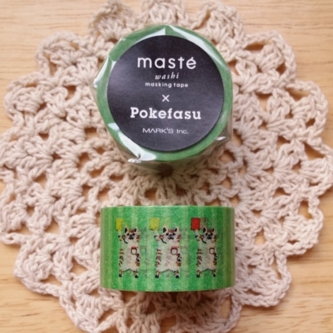 maste 和纸胶带 COLLABO 联名系列【Pokefasu 裁判猫 (MST-MKT23-GN)】 - 纸胶带 - 纸 绿色