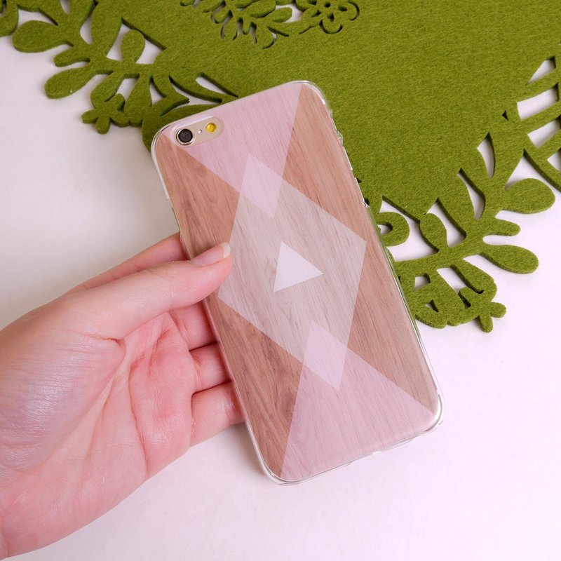 香港原创设计 粉红色几何木纹图案 iPhone X,  iPhone 8,  iPhone 8 Plus,  iPhone 7, iPhone 7 Plus, iphone 6/6S , iphone 6/6S PLUS, Samsung Galaxy Note 7 透明手机壳 - 手机壳/手机套 - 塑料 咖啡色