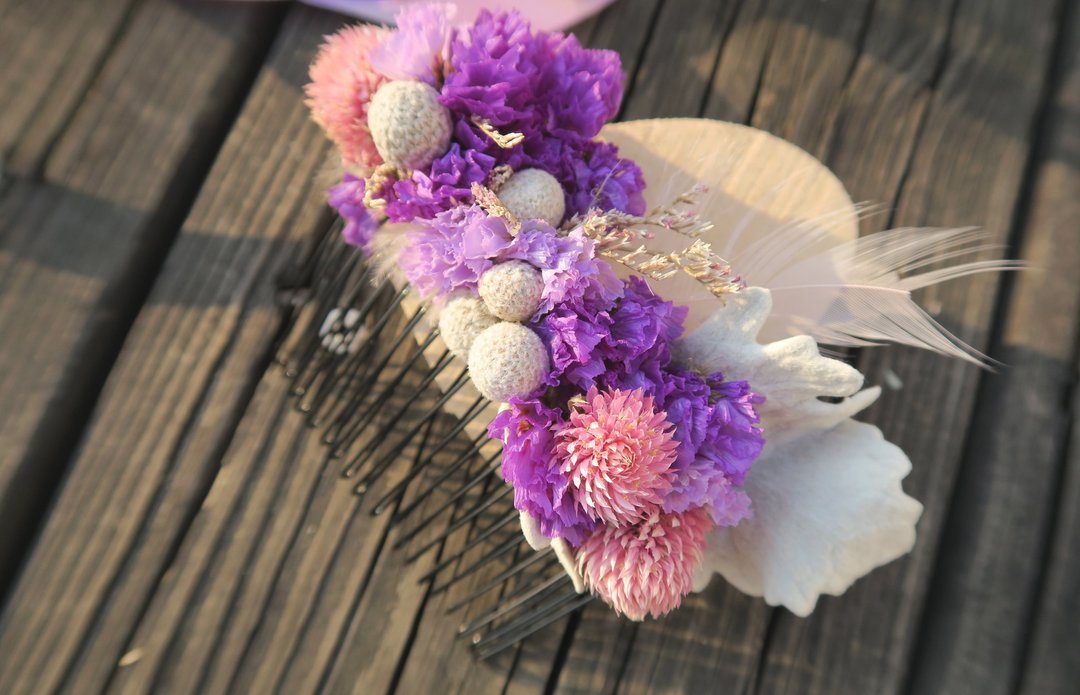 I Wedding collection I 新娘/伴娘干燥花发叉_婚纱/婚礼摄影(可定制) - 植栽/盆栽 - 植物．花 粉红色