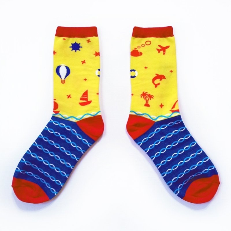 仲夏之恋 - 数着浪花一朵朵【黄昏夕阳】 梦想巨人系列袜 - 袜子 - 棉．麻 多色