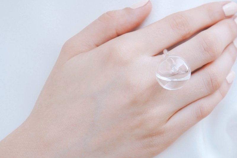 玻璃手工戒指 小水珠款 别致之礼 - 戒指 - 玻璃 透明