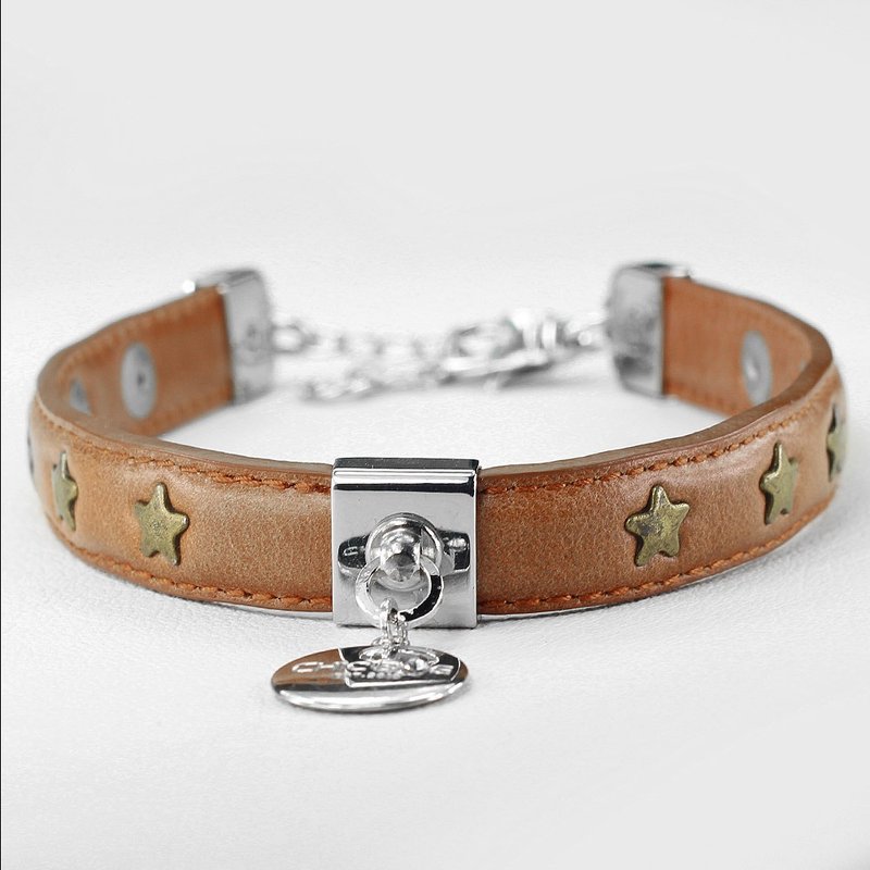 【两用】摇滚星  皮革真皮项圈((送刻字)) - 项圈/牵绳 - 真皮 咖啡色
