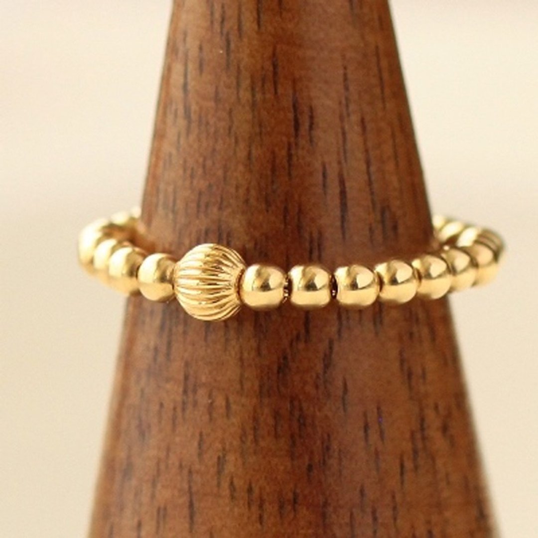 Pinky ring ・ Simple pinky ring with 14KGF ball parts ・ BeadsR01 - 戒指 - 其他金属 金色