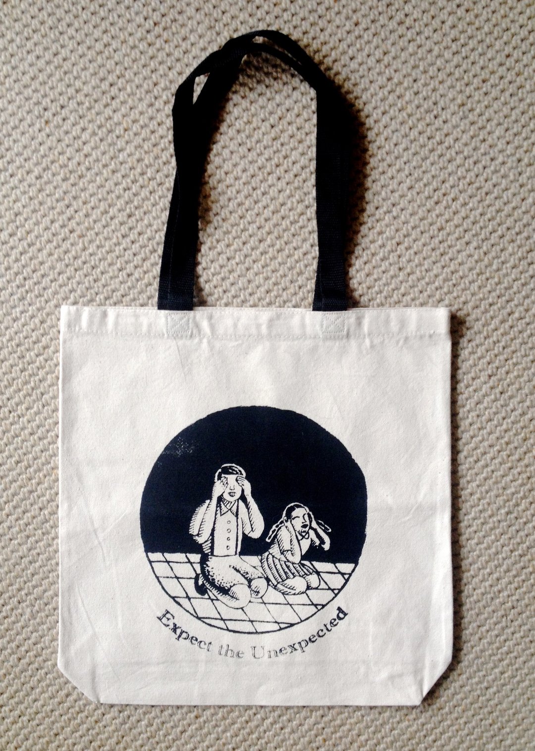 鬼遮眼tote bag - 侧背包/斜挎包 - 棉 白色