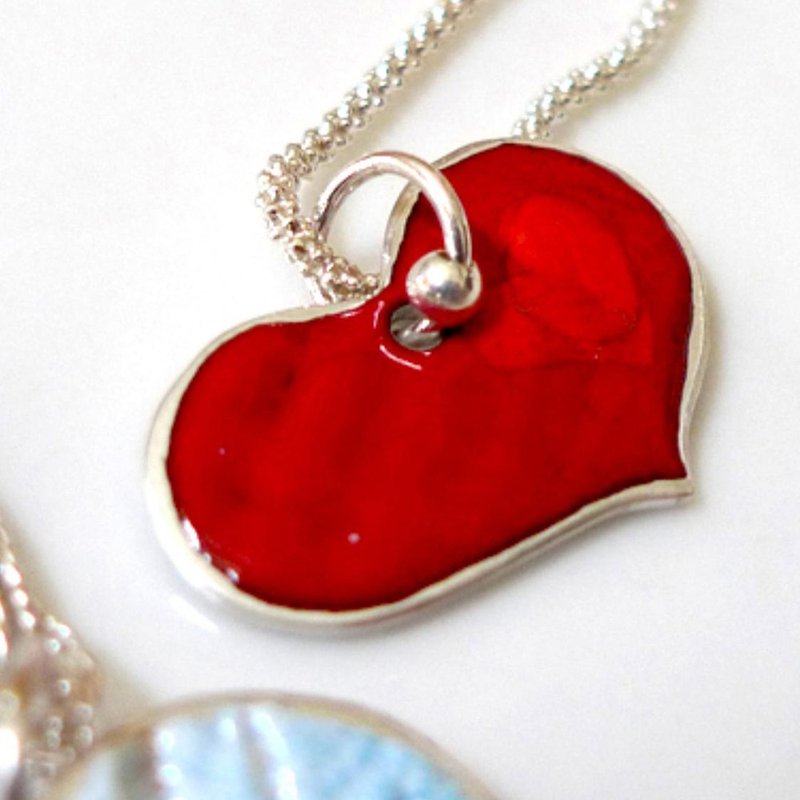 甜心~妳浓我浓~手作的诗定制化珐琅烧纯银坠饰项链,爱自己幸福中! - 项链 - 珐琅 红色