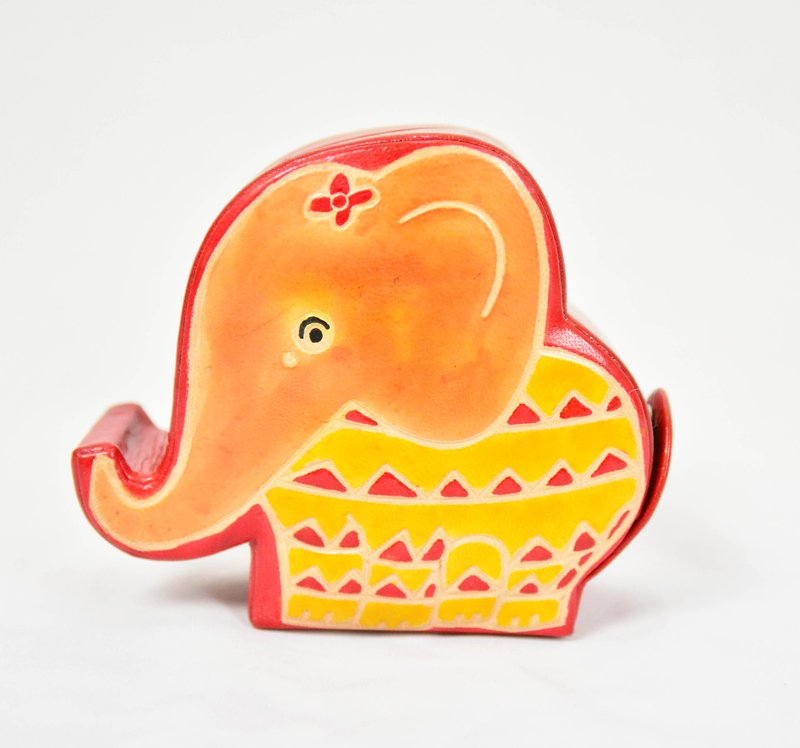 山羊皮存钱筒＿小象的黄色眼泪＿公平贸易 - 储蓄罐 - 真皮 黄色