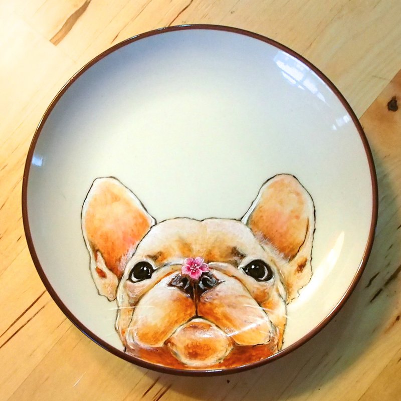 壁挂装饰盘 / 点心盘系列－法斗沾惹花 - 订制画像 - 瓷 