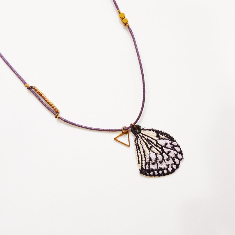 ［织林］刺绣。蝶羽项链 / 大白斑蝶 Idea leuconoe clara - 短下翅 - 项链 - 其他材质 白色