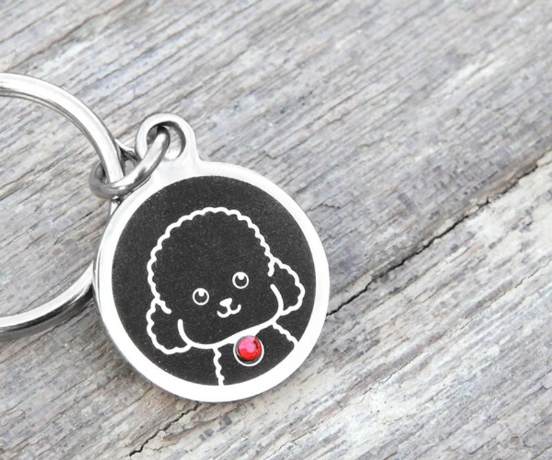 【黑贵宾】‘圆’ 专属特版-定制名牌（6色钻）◆可爱x防走失◆ - 项圈/牵绳 - 其他金属 黑色