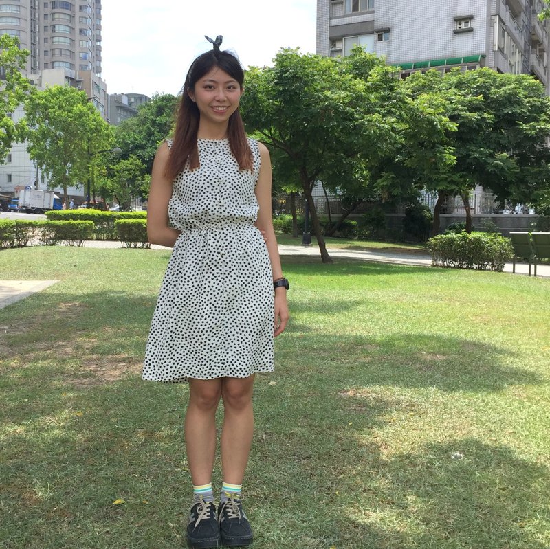 古着洋装 | BD803 | 小句点 | 印花 | 雪纺 - 洋装/连衣裙 - 其他材质 白色