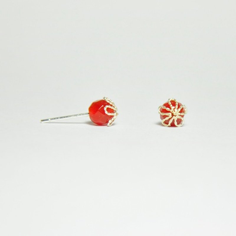 ∥Cheng Jewelry∥网子里的美物 喜乐话语 红玛瑙银耳针 - 耳环/耳夹 - 宝石 红色