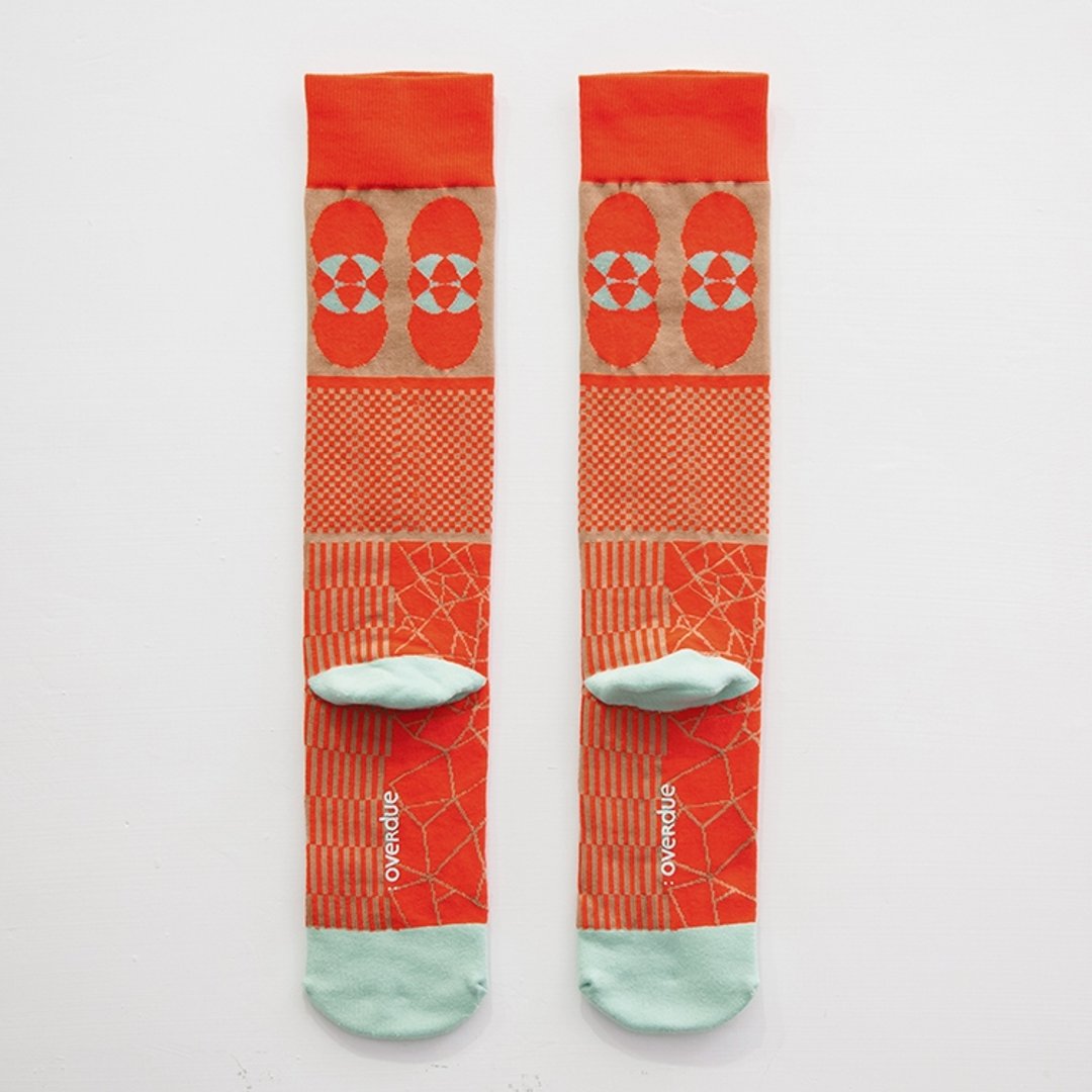 On sale - 冰河融化 / 及膝长袜 - 橘红色 - 袜子 - 棉 红色