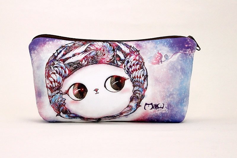 好喵 插画风化妆包/笔袋 – 抬头猫 - 化妆包/杂物包 - 其他材质 蓝色