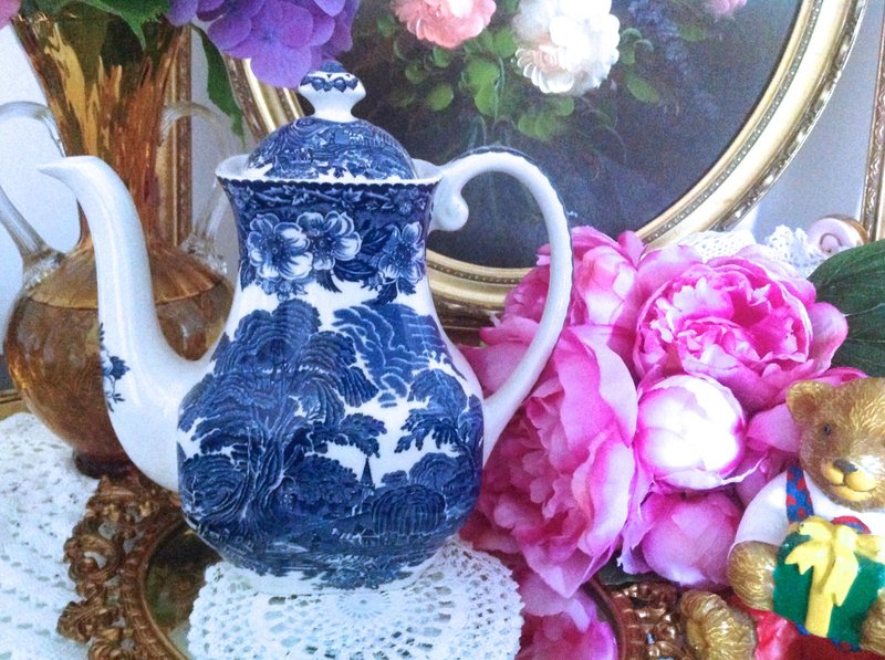 ♥安妮疯古物♥英国瓷器英国制经典乡村风系列古董蛋糕盘,点心盘,水果盘,瓷盘, 餐盘~ - 浅碟/小碟子 - 其他材质 蓝色