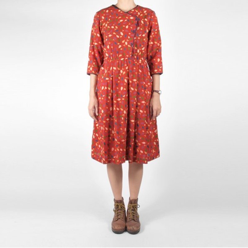 │moderato│叶子是不会飞翔的翅膀日本古着洋装/森林复古.女朋友.独特.文艺 - 洋装/连衣裙 - 其他材质 橘色