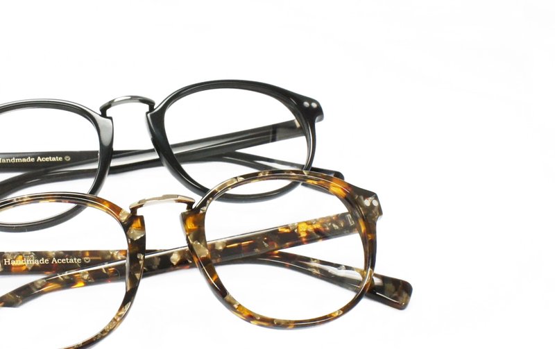 手工板材 百搭金属中梁 眼镜框 - 眼镜/眼镜框 - 塑料 咖啡色