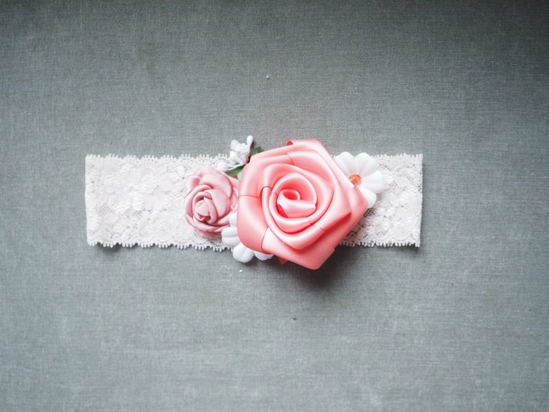 手作婴儿女童头饰 - 围嘴/口水巾 - 其他材质 粉红色