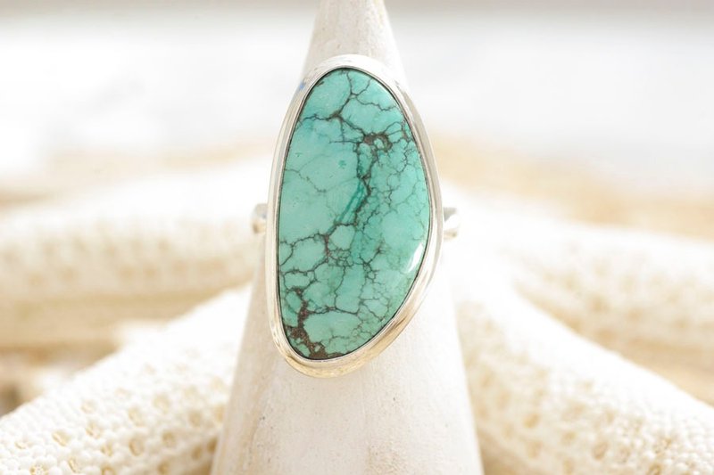 Silver Ring of turquoise - 戒指 - 宝石 绿色