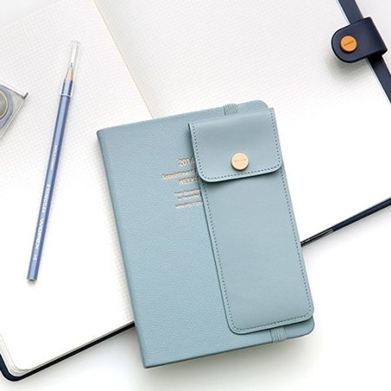 Dessin x Monopoly-书签式绑带皮革笔袋-天空蓝,MPL20149 - 铅笔盒/笔袋 - 防水材质 蓝色