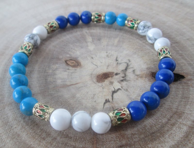 ‘天然半宝石’白纹石手链-女款 - 手链/手环 - 宝石 蓝色