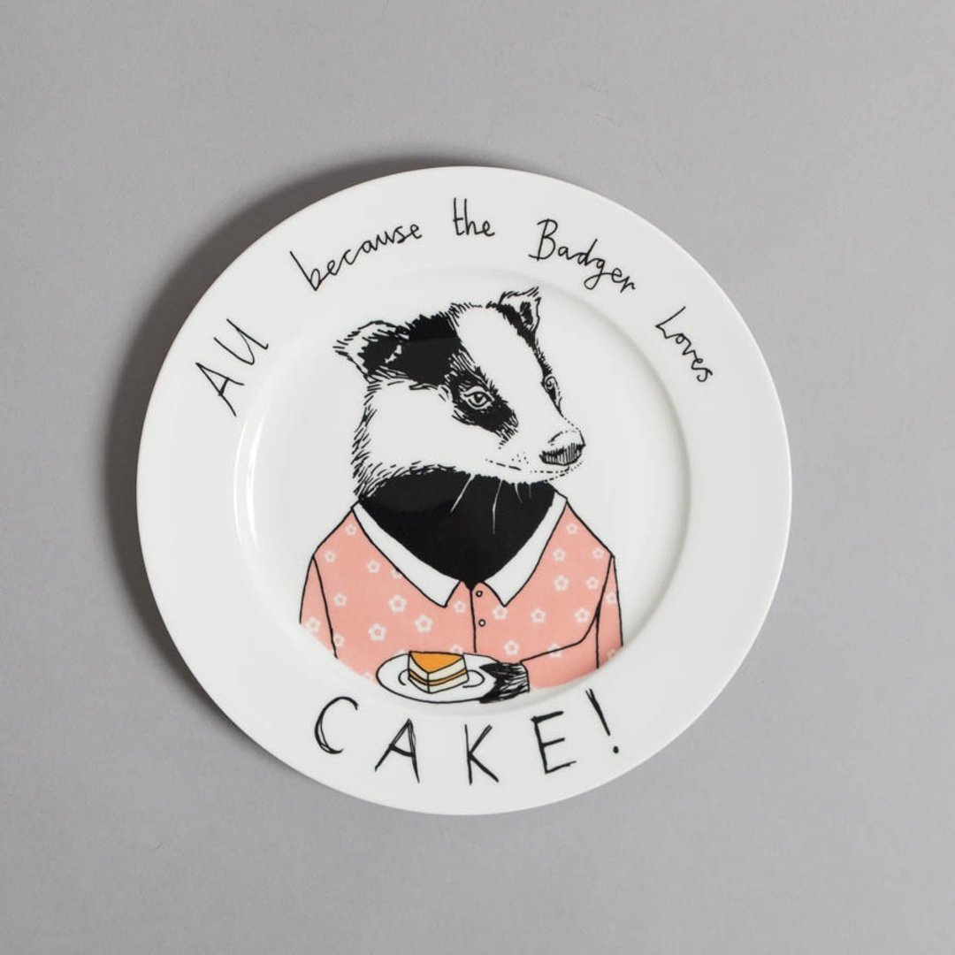 All because the badger loves cake 骨瓷餐盘 | Jimbobart - 盘子/餐盘/盘架 - 其他材质 白色
