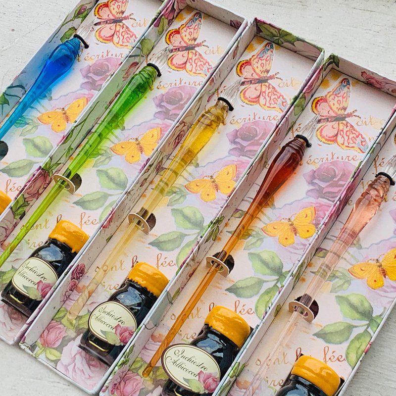 ROSE/0014 意大利玫瑰玻璃沾水笔礼盒 | Francesco Rubinato - 蘸水笔 - 玻璃 白色